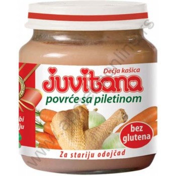 JUVITANA KAŠICA POVRĆE SA PILETINOM 128g JUVITANA KAŠICA POVRĆE SA PILETINOM 128g